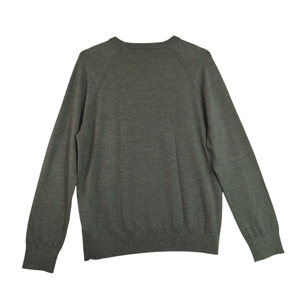 Banana Republic Italian Merino Wool Crewneck Sweater Olive Green Sz Lg Layers